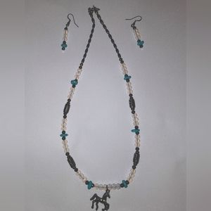 Horse Necklace with earrings